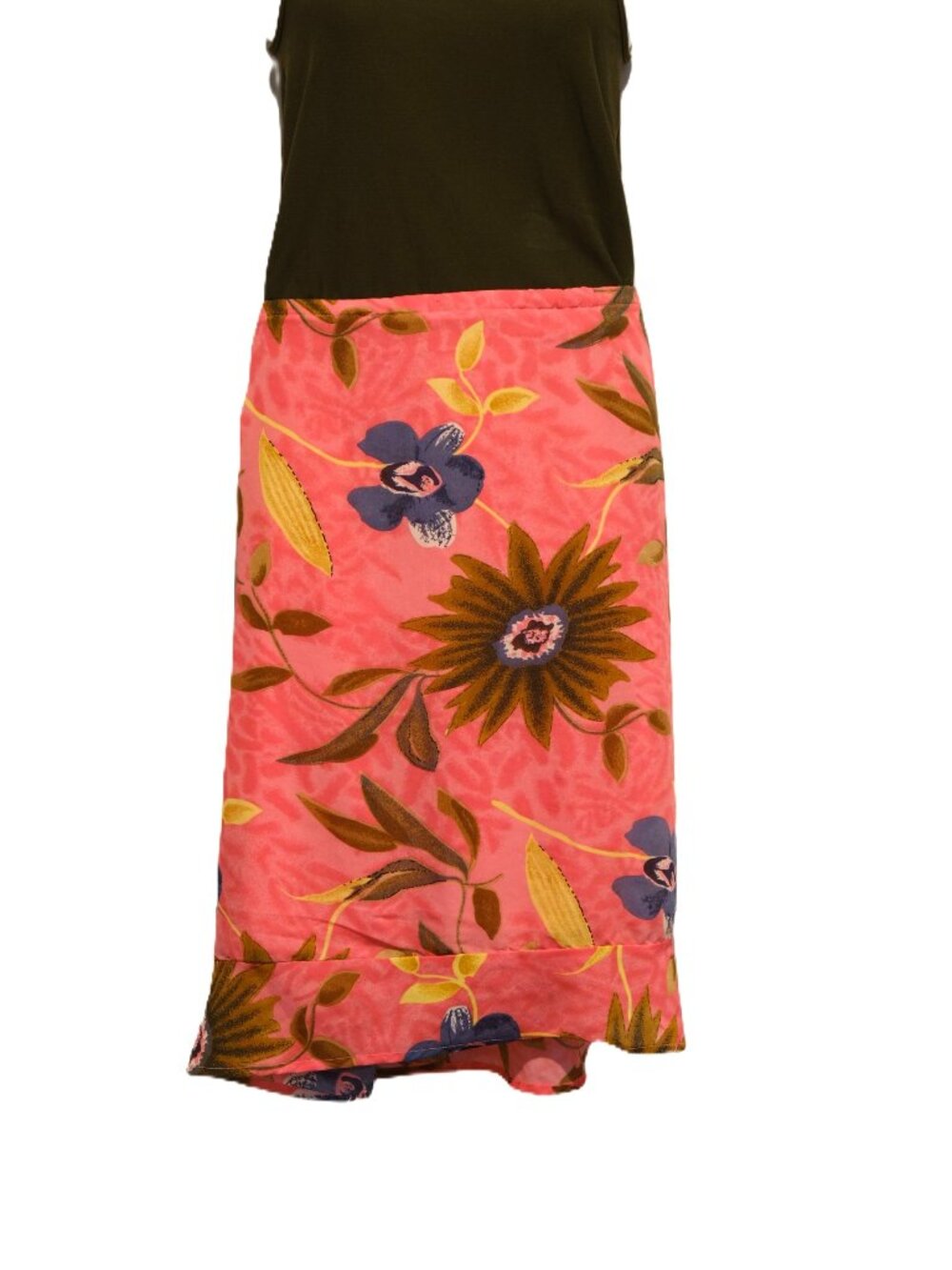 Vintage 90s Details Pink Floral Ruffle Hem Skirt | Size 2X